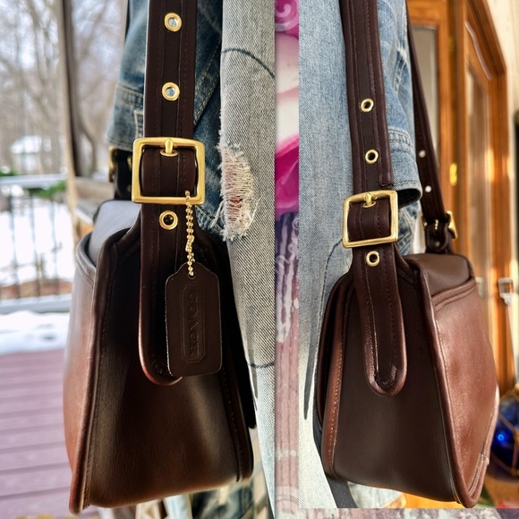 VINTAGE COACH LEGACY MAHOGANY BROWN CROSSBODY TRAIL BAG 9965 - Picture 8 of 16